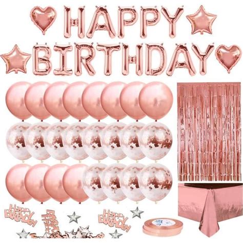 IZoeL Anniversaire Ballon Rose Kit Guirlande Happy Birthday Nappe Rose