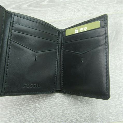 Fossil Allen Trifold RFID Black Leather Mens Wallet NEW SML1550001 EBay