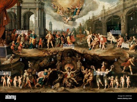 Vintage art depicting Hell, demons, angels etc Stock Photo - Alamy