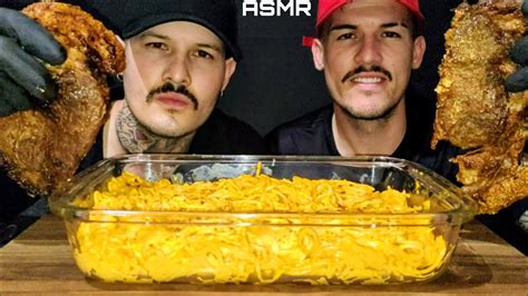 24 ASMR COMIDA MACARRÃO QUEIJO CONTRA FILÉ MUKBANG BRASIL