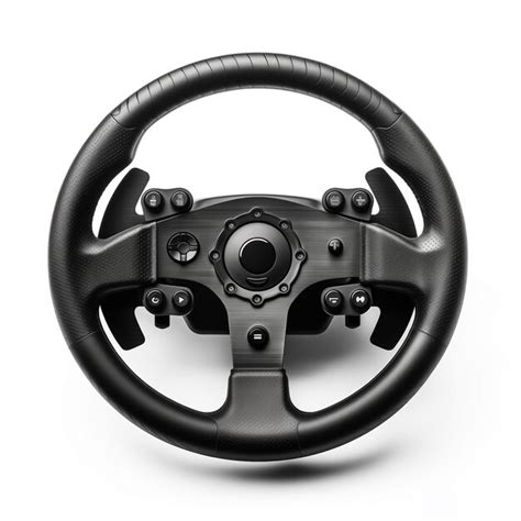 Premium AI Image | black driving wheel racing wheel for video game or ...