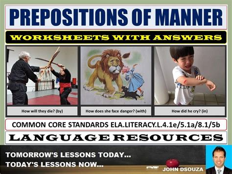 PREPOSITIONS OF MANNER WORKSHEETS WITH ANSWERS | Teaching Resources | Prepositions, Frame ...