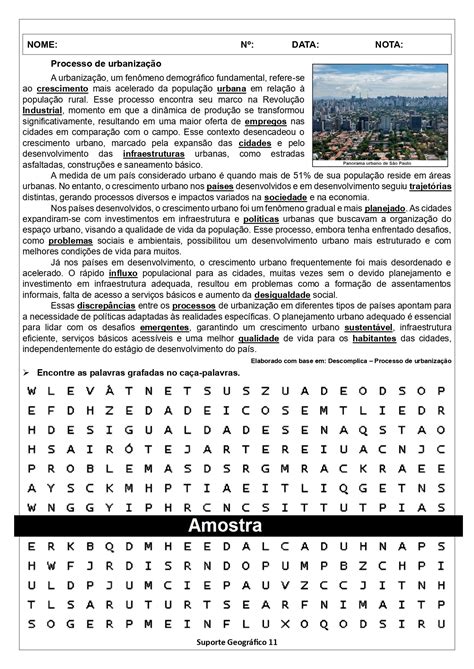 Atividade Sobre Urbanização - 16 Atividades sobre Urbanização 🏙️
