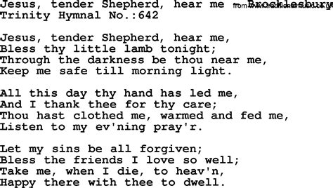 Trinity Hymnal Hymn Jesus Tender Shepherd Hear Me Brocklesbury