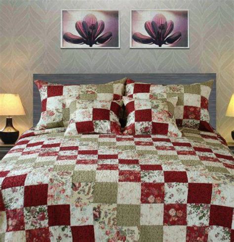 Tache 5 Piece 100 Cotton Patchwork Checkered Floral Country Cottage Quilt Set Queen Cottage