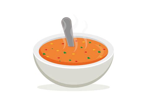 Bowl With Hot Vegetable Soup Vector Clipart Isolated On White Background Vector Art At