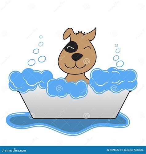 Happy Dog Takes a Bath. Vector Illustration Stock Vector - Illustration
