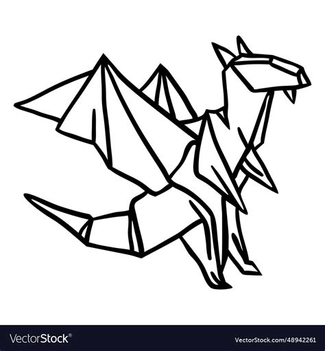 Origami dragon stroke Royalty Free Vector Image