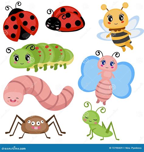 Funny Insects Characters Set Cartoon Illustration CartoonDealer