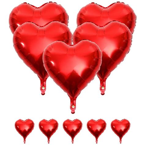 Nuolux 10pcs Heart Shape Balloons Party Decorative Balloons Foil