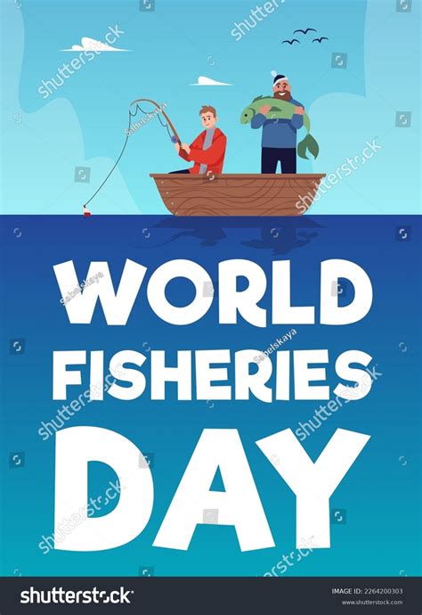 World Fisheries Day Card Or Poster Template Flat Royalty Free Stock