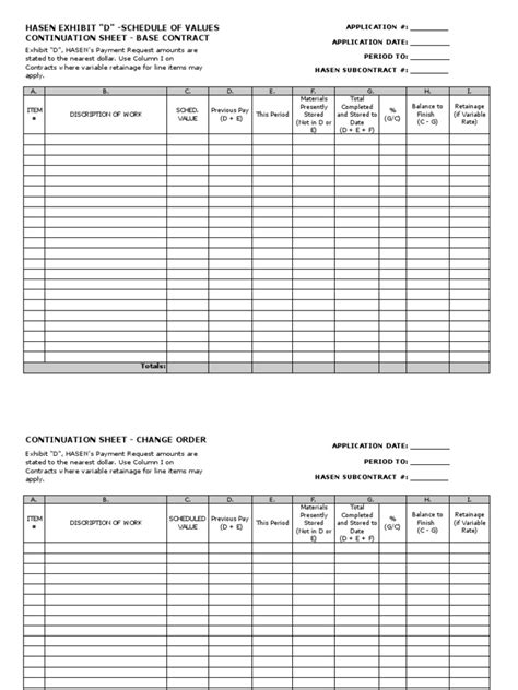 Schedule of Values Template 23 | PDF | Business | Business Law