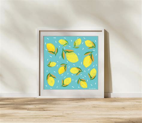 Lemons Drawing Poster Limones Fruit Art Botanical Art Etsy