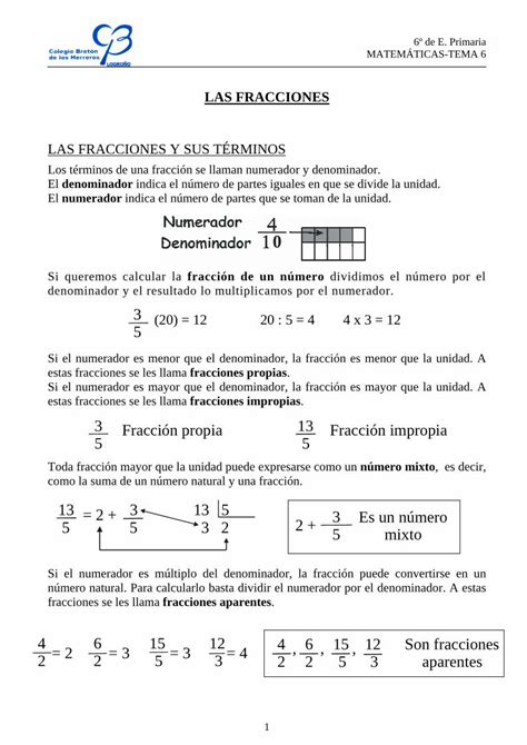 Pdf Las Fracciones Y Sus T Rminos Clarionweb Esclarionweb Es