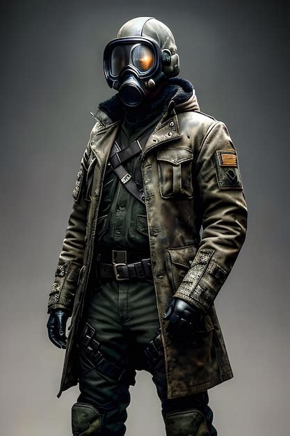 Premium Photo A Soldier Wearing A Gas Mask And A Jacket With The Word