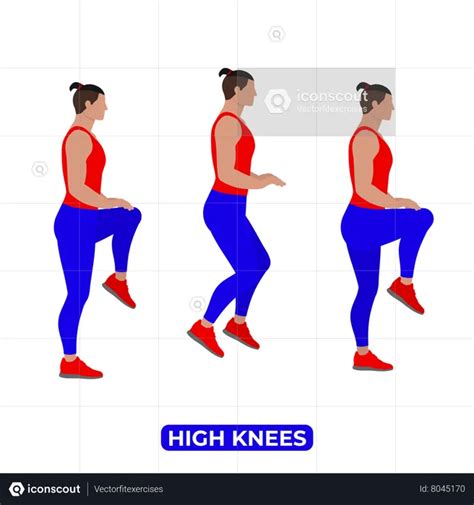 Best Man Doing High Knees Exercise Illustration download in PNG & Vector format