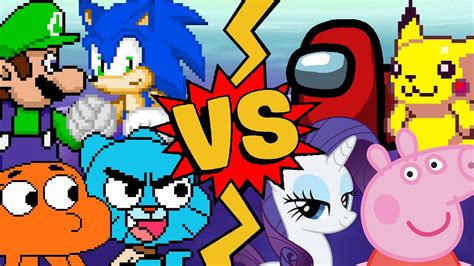 M U G E N Battles Luigi Darwin Gumball Sonic Vs Peppa Pig Crewmate