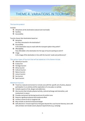 Tourism Grade 11 Term 2 Week 4 2020 SUBJECT And GRADE TOURISM GRADE