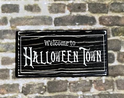 Wood Halloween Town Sign | Etsy