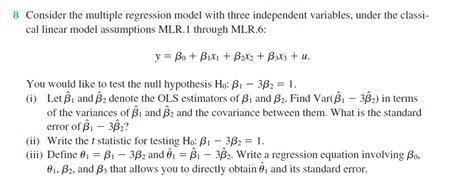 Solved Consider The Multiple Regression Model With Three Chegg