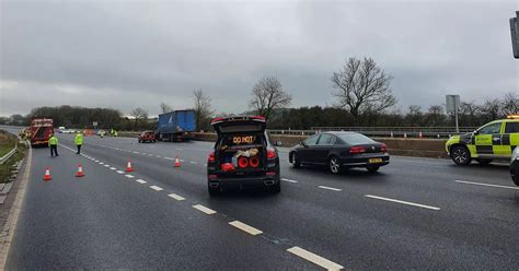 M6 Closed Huge Delays As Motorway After Lorry Carrying Caustic Acid