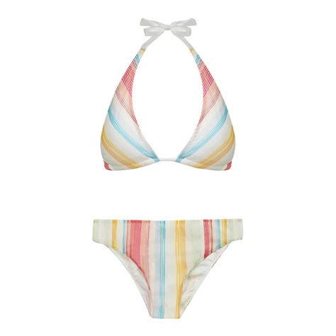 White Halter Neck Striped Bikini BrandAlley