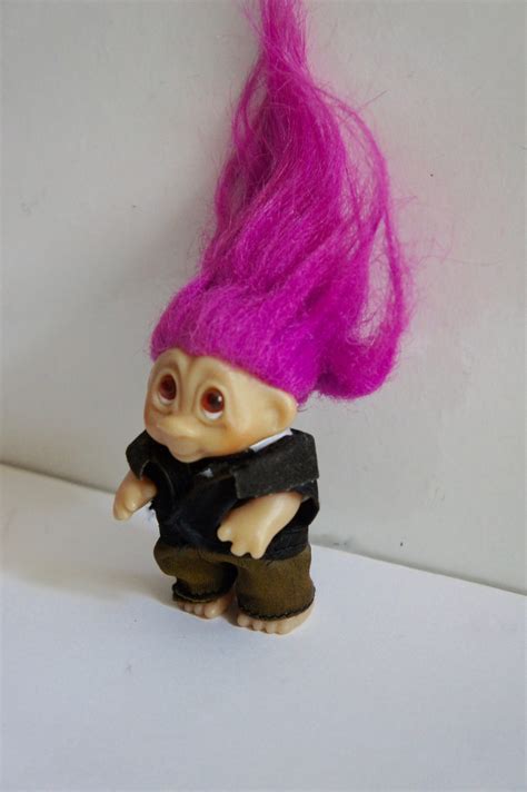 Vintage 1985 Dam Purple Hair Troll Doll In Green And Etsy