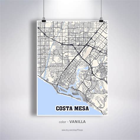 Costa Mesa Map Print Costa Mesa City Map California CA USA | Etsy