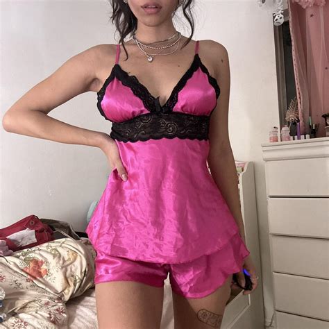 Pink And Black Lingerie Set Lingerie Pjset Depop
