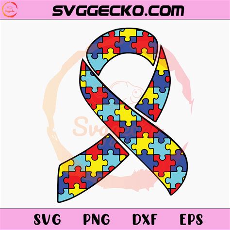 Autism Awareness Ribbon Svg Png Files For Cricut Gecko