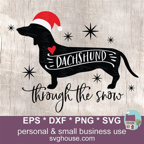 Dachshund Through The Snow Svg Christmas Cut Files For Etsy Uk