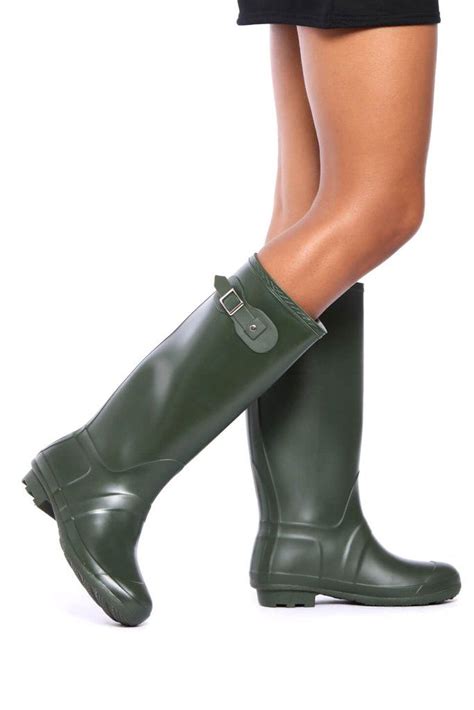 Green Buckle Wellies Wellies Boots Rubber Rain Boots