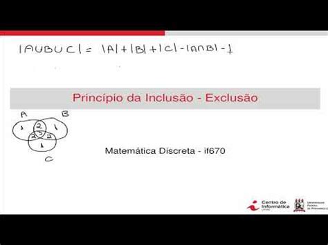 Principio Da Inclusão E Exclusão - Aula sobre Princípio da Inclusão-Exclusão - YouTube