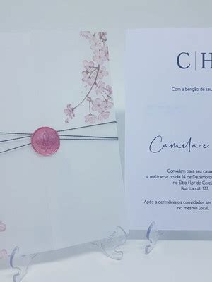 Convite Casamento Nude Rose Lacre De Cera Elo