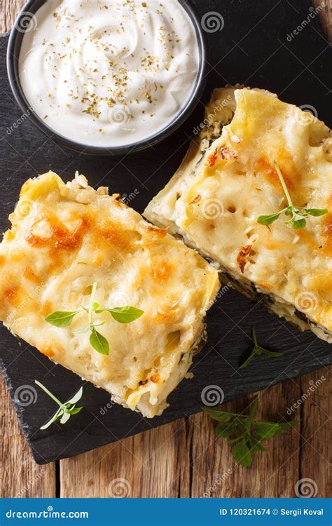 White Lasagna with Chicken, Forest Mushrooms, Cheese and Bechame Stock Photo - Image of pasta ...