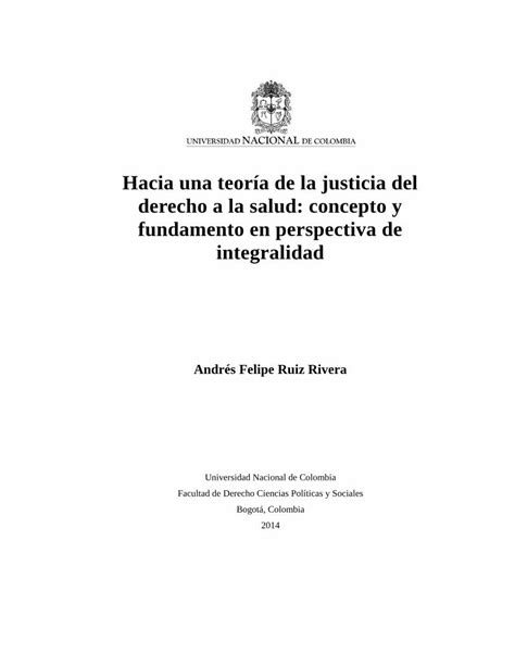 Pdf Hacia Una Teoría De La Justicia Del Derecho A La Salud