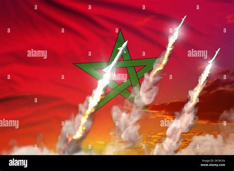 Modern strategic rocket forces concept on sunset background, Morocco ...