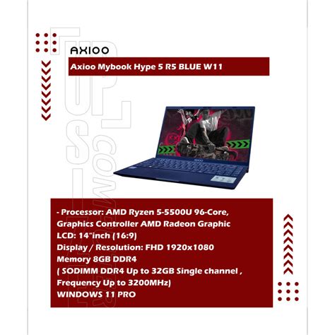 Jual Laptop Axioo Mybook Hype 5 Gaming AMD Ryzen 5 5500U DOS Shopee