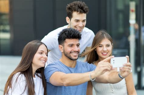 Premium Photo Group Of Friend Taking A Selfie Picture Together