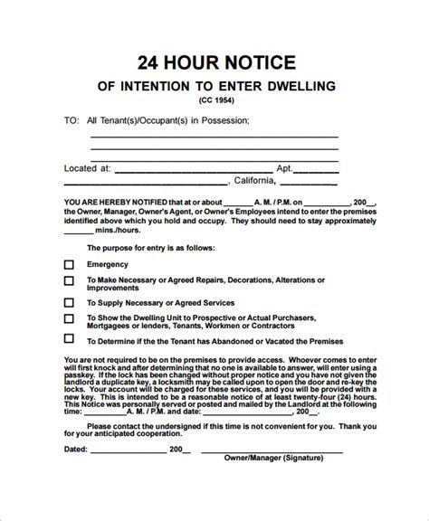 24 Hour Eviction Notice Template TUTORE ORG Master Of Documents