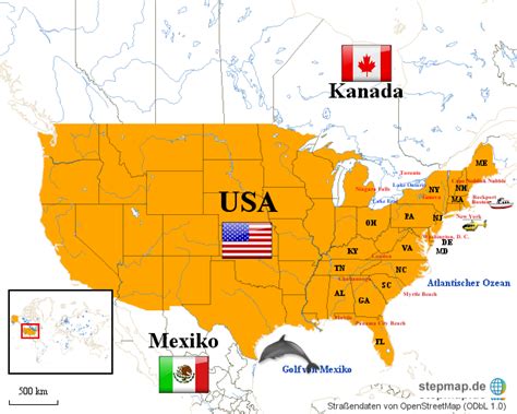 Stepmap Rundreise Usa Landkarte F R Nordamerika