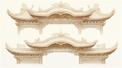 Premium Vector | Vietnamese pagoda roof patterns with traditional architecture