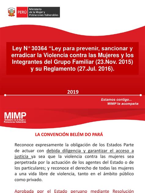 Presentacion Juridica Ley 30364 Pdf La Violencia Contra Las