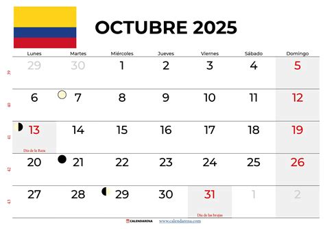 Calendario Octubre 2025 Colombia 📅 Festivos Y Descarga Gratis