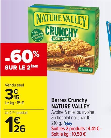 Promo Nature Valley Barres Crunchy Chez Carrefour Market