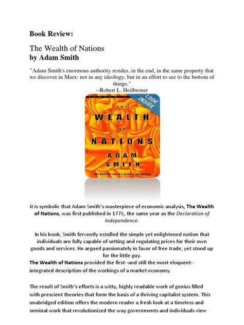 Book Review The Wealth of Nation | Download Free PDF | The Wealth Of Nations | Adam Smith