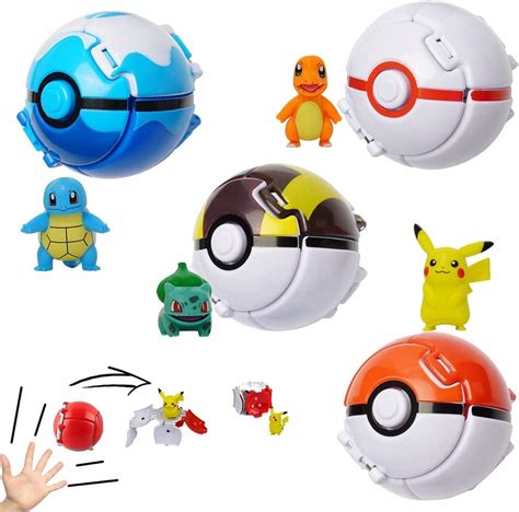 Figurki Pokemon Pikachu Charmander Bulbasaur Clip Go Pokeball Zestaw