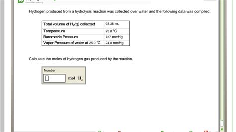 Solved Hydrogen Produced From A Hydrolysis Reaction Was Chegg