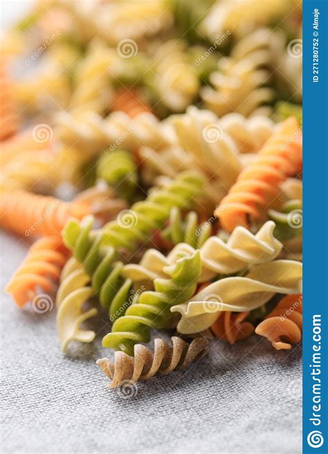 A Variety Of Fusilli Pasta Made From Different Types Of Legumes Green