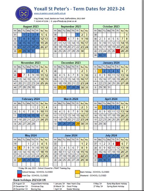 Term Dates 2023 2024 St Peters Yoxall C Of E Primary School